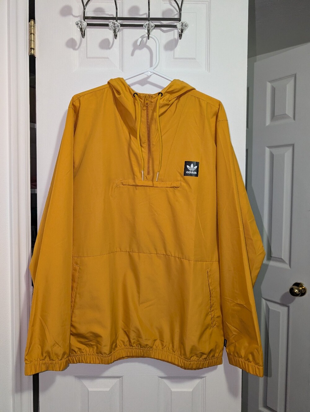 Adidas Mustard Yellow Men’s Windbreaker Anorak Hoodie